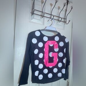 Justice Girl’s G long sleeve sequin shirt size small 6/7